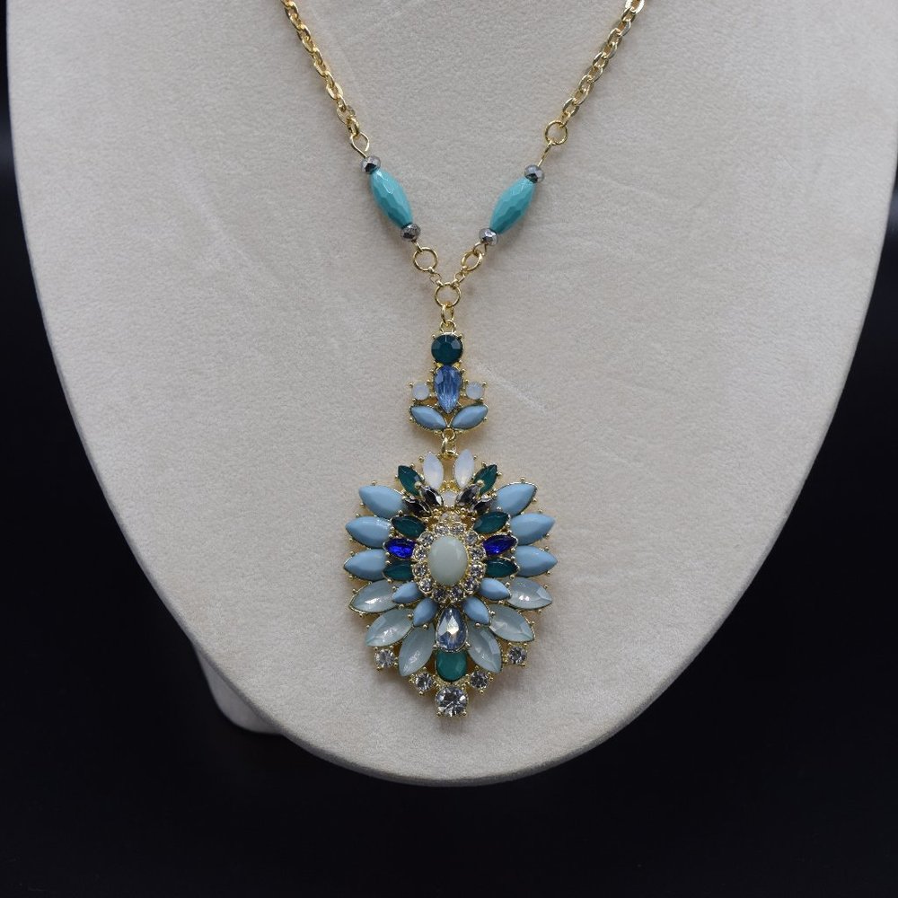 I.N.C. Gold Tone Multi Stone Pendant Necklace